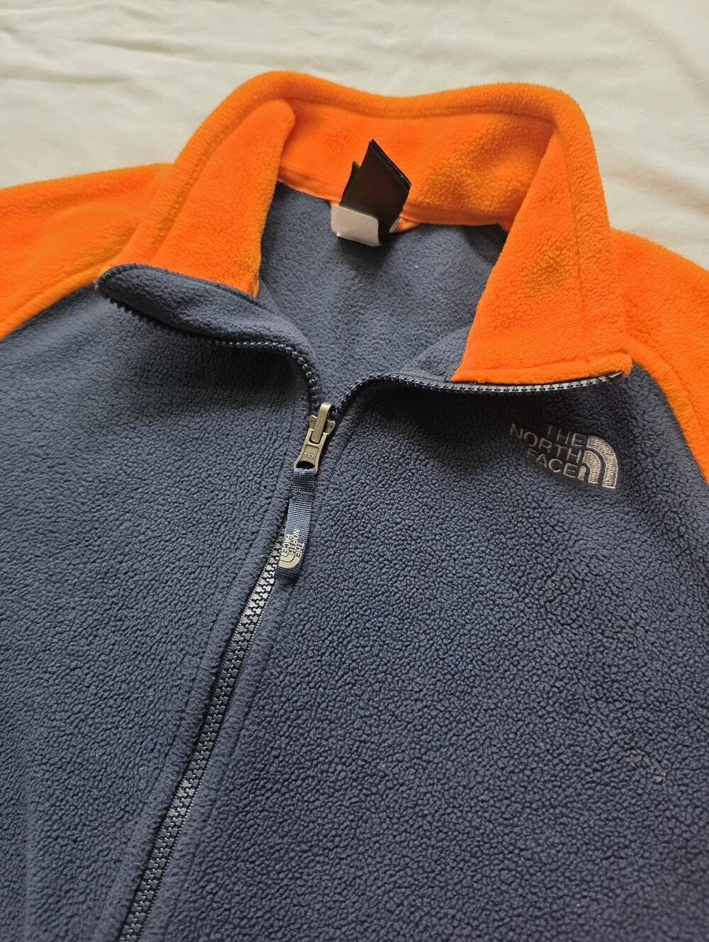 The North Face Youth XL 18/20 Navy Orange Full Zip Fleece Jacket
